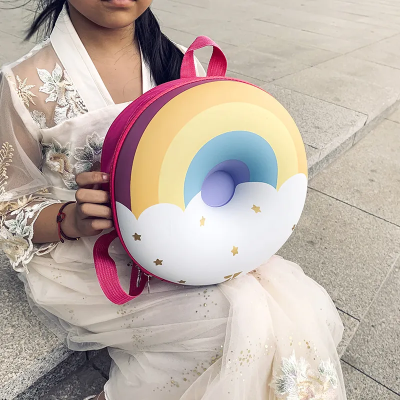 Children's Backpack Cute 3D Donuts Kids Shcool Bags for Girls Schoolbag Rainbow Mini Bagpack Kawaii Toddler Backpacks for Bab242P