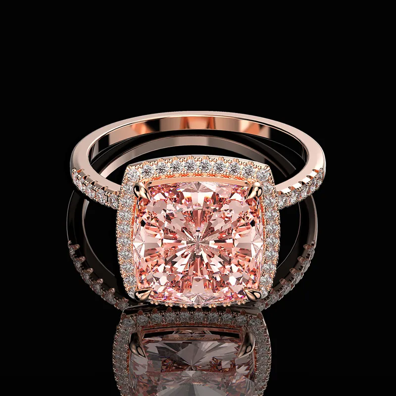 Cluster ringen oevas luxe 100% 925 sterling zilver gemaakt Moissanite Morganite edelsteen bruiloft verlovingsring fijne sieraden groothandel