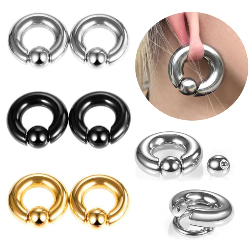2 st Rostfritt stål Piercing Captive Hoop Rings Tragus Ear Tunnels Nose Closure Nipple Bar Lips Body Smycken
