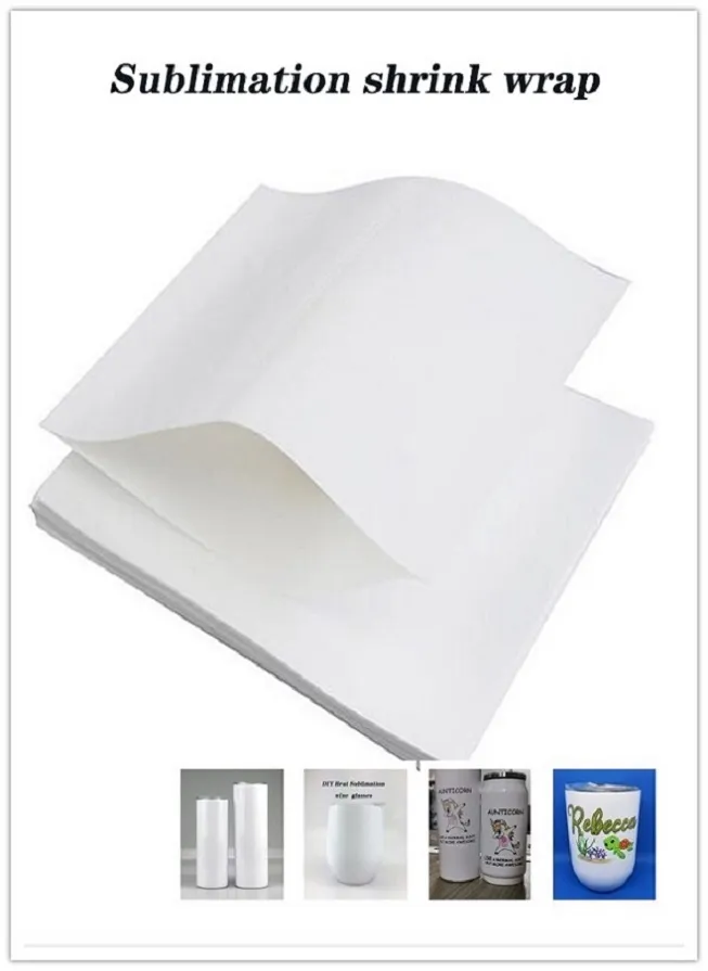 Sublimation Shrink Wrap Film Bag 100pcs Lot Papier d'emballage pour Skinny Tumbler Verre à vin régulier 135x260mm 180x290mm 20OZ 30OZ 12OZ 11OZ 11 tailles