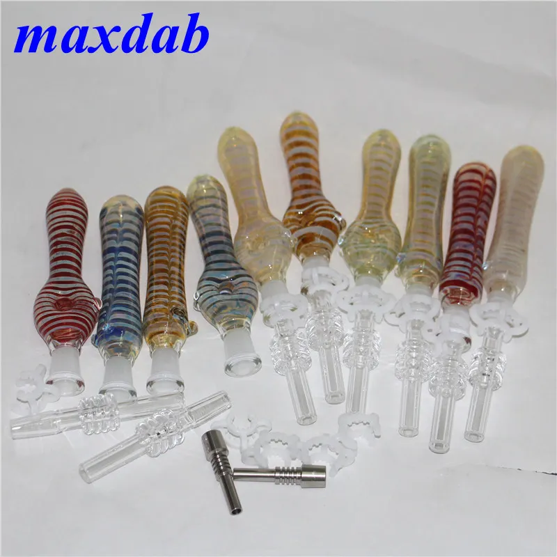 Kit de tuyau Glass Nectar NC avec 10 mm de quartz Ti tip dab rig accessoire de fumée bong à eau en verre