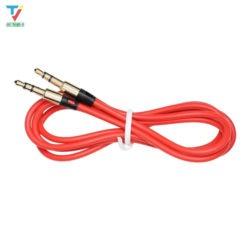 100 pcs/lot câble d'extension audio de voiture 3ft 1M filaire auxiliaire stéréo 3.5mm métal Jack port mâle plomb pour téléphone portable ordinateur haut-parleur