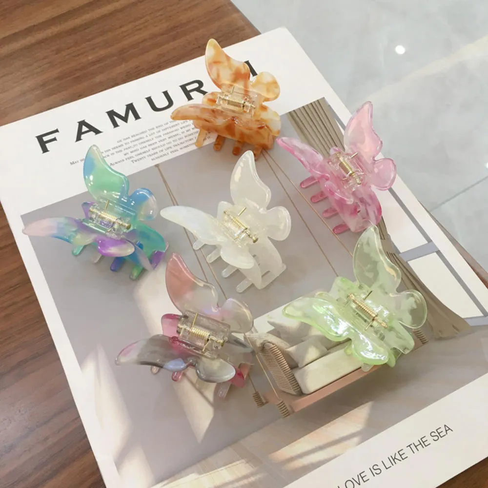 Fashion Colored Butterfly Hair Crab Clip Geometric Acrylic Hairpin Girls Women Hair Claws Barrette Hair Accessories