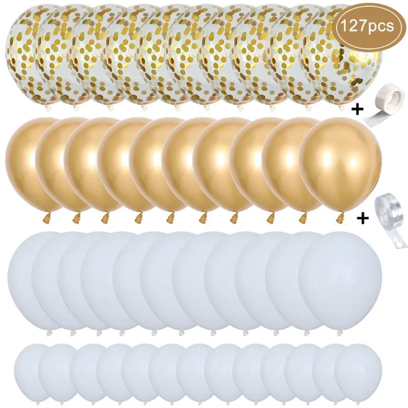 127pcs beyaz lacivert balonlar çelenk konfeti metalik altın pastel lateks balonlar bebek duş doğum günü mezuniyet parti dekor