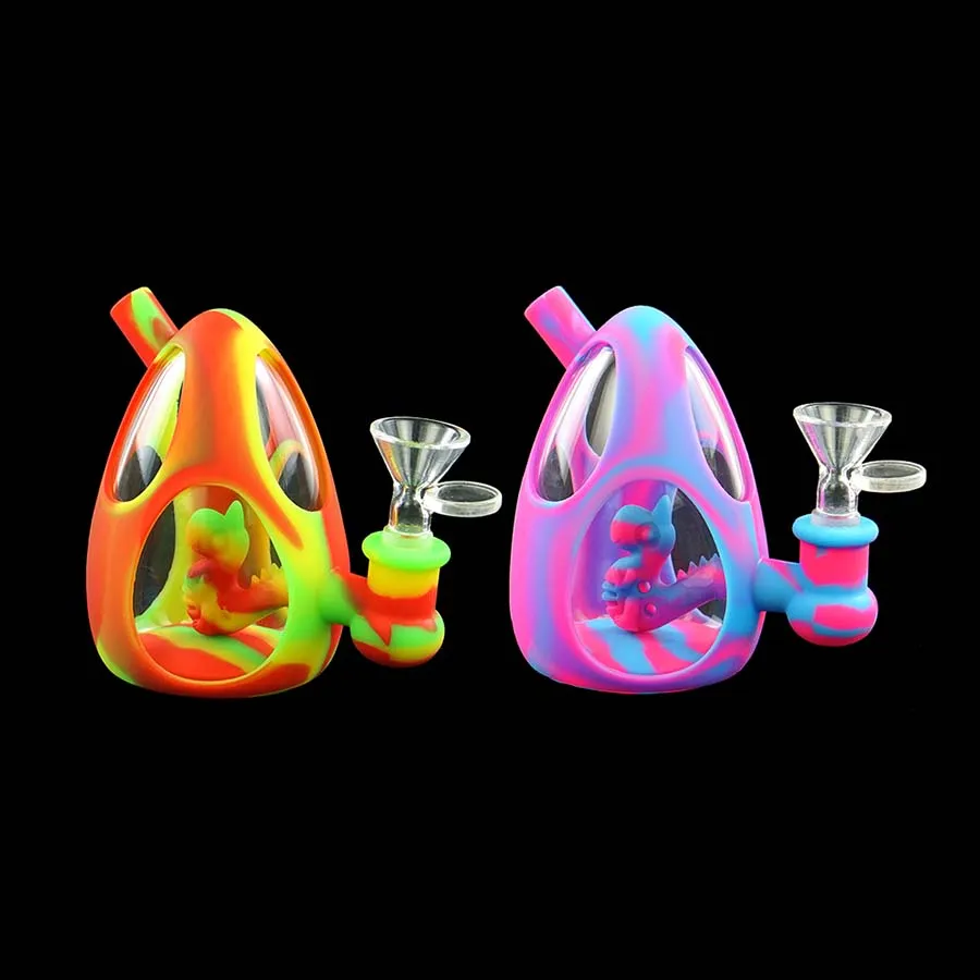 Smoking accessories dinosaur egg shape glass silicone unique stiyle smoke pipes