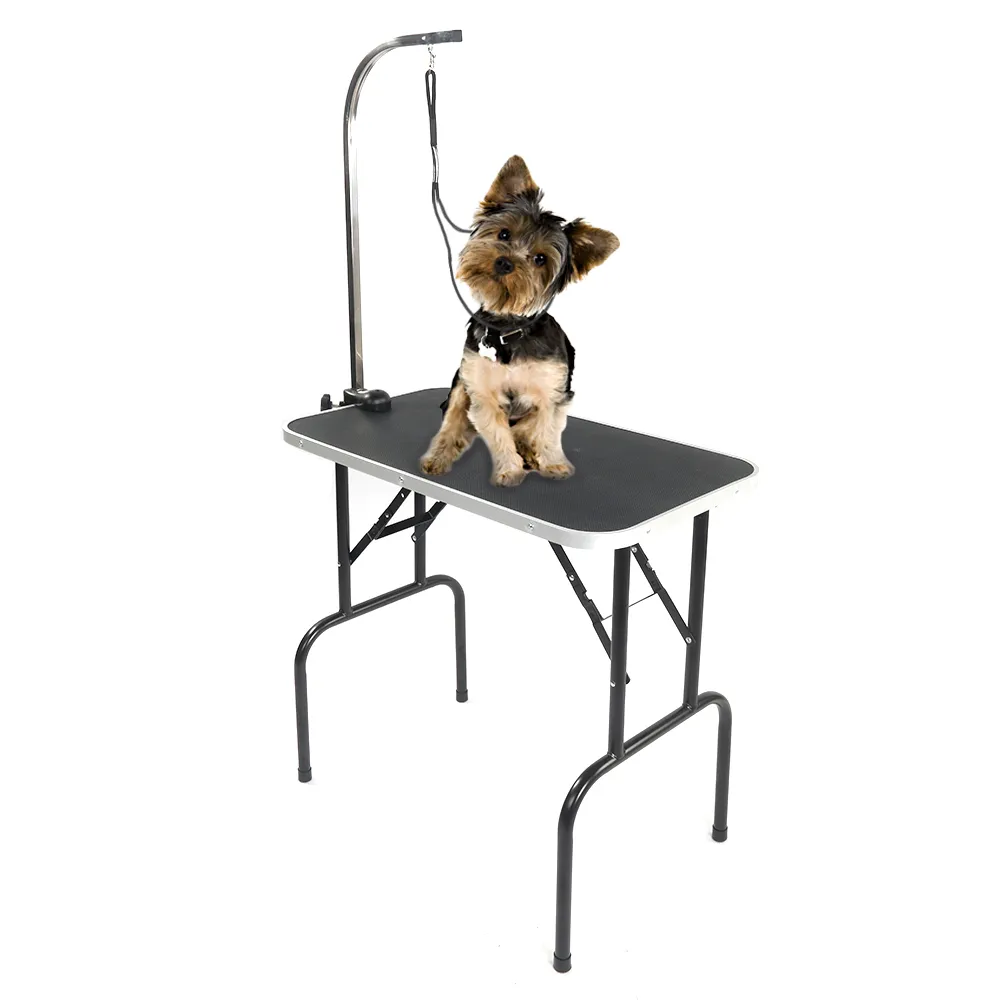 Waco 32 tum bärbar husdjur grooming bord, brudgum skönhet verktyg, stål ben vikbar justerbar gummi matta näsa, husdjur hundar katter kanin dusch torktumlare bord, svart