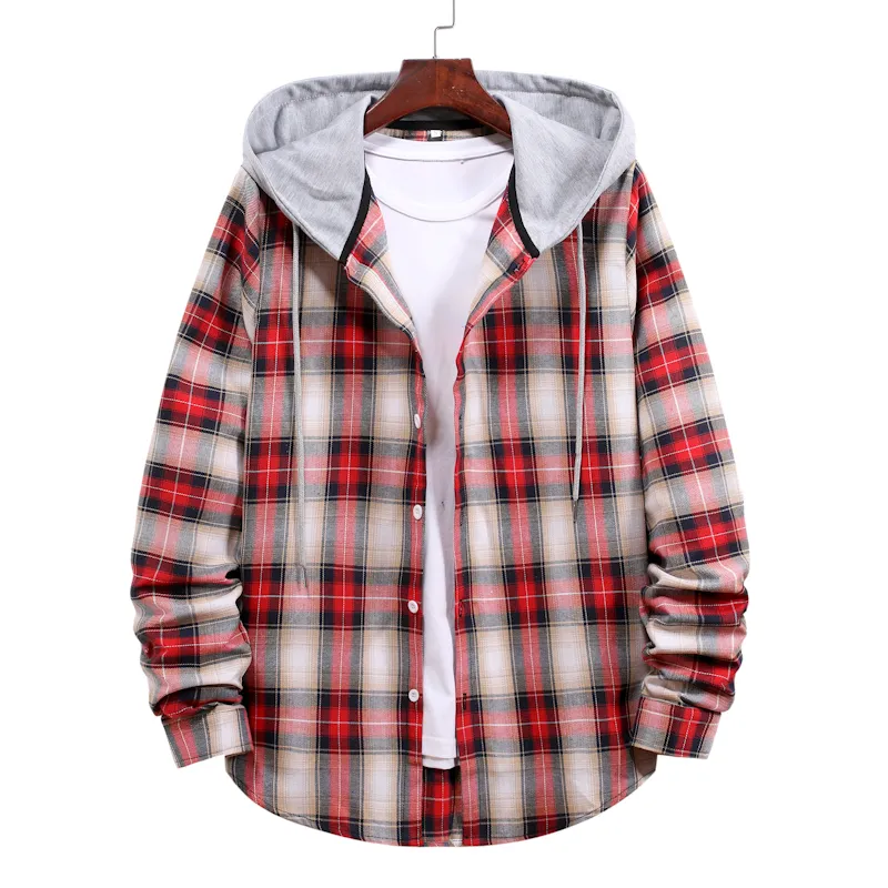 Mens casual hooded shirts outlet