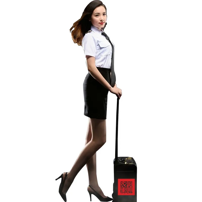 Captain uniform Woman shirt skirt set suit flight attendant uniform female civil aviation pilot short sleeve cosplay performance