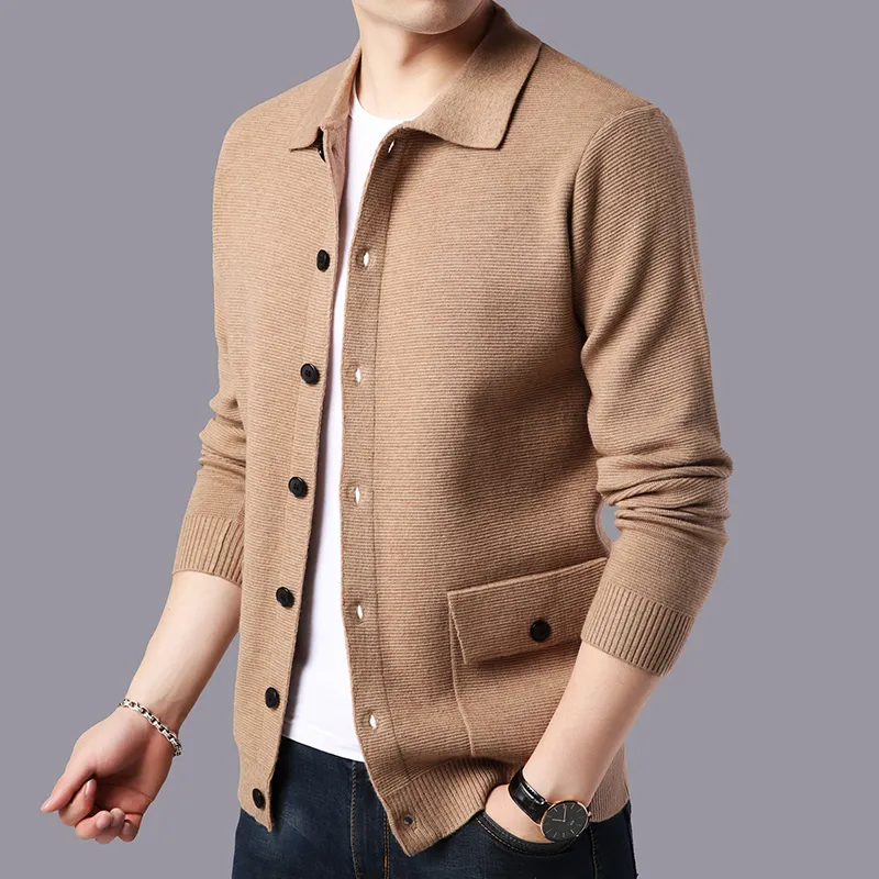 2020 Nieuwe merktrui Men Streetwear Fashion Sweater Coat Men Autumn Winter Warm Cashmere Wollen Cardigan met Pocket 3XL