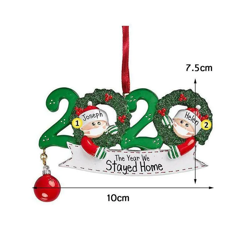 Christmas Ornament DIY Greetings 2020 Quarantine Christmas Birthday Party Pandemic Social Distancing Christmas Tree Pendant Accessories