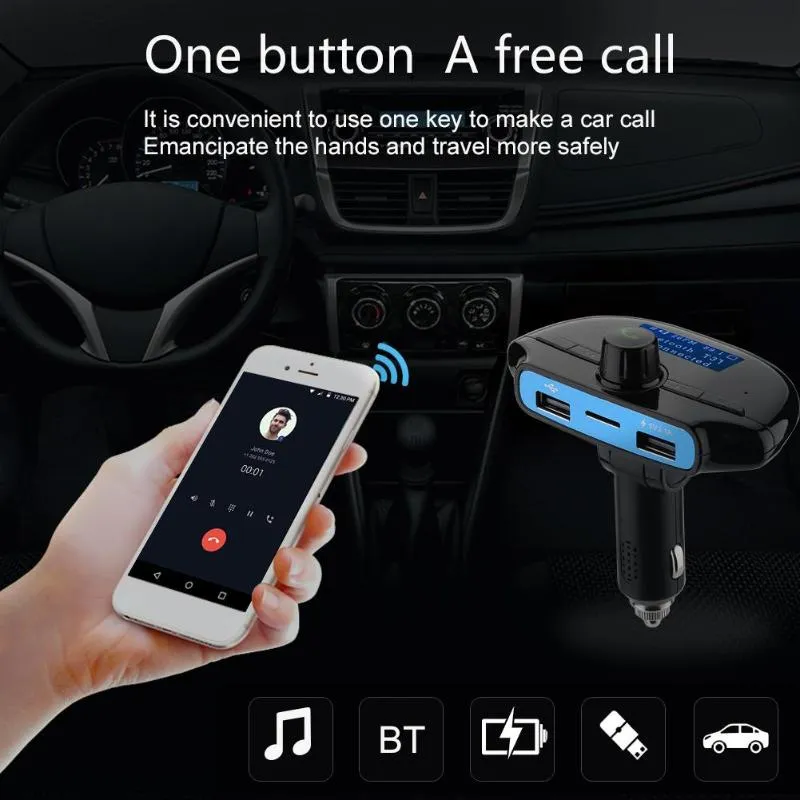FM12B LCD Screen Wireless FM Transmitter Bluetooth Car MP3 Player Car Kit  with USB Charger Support TF Card Line-in AUX