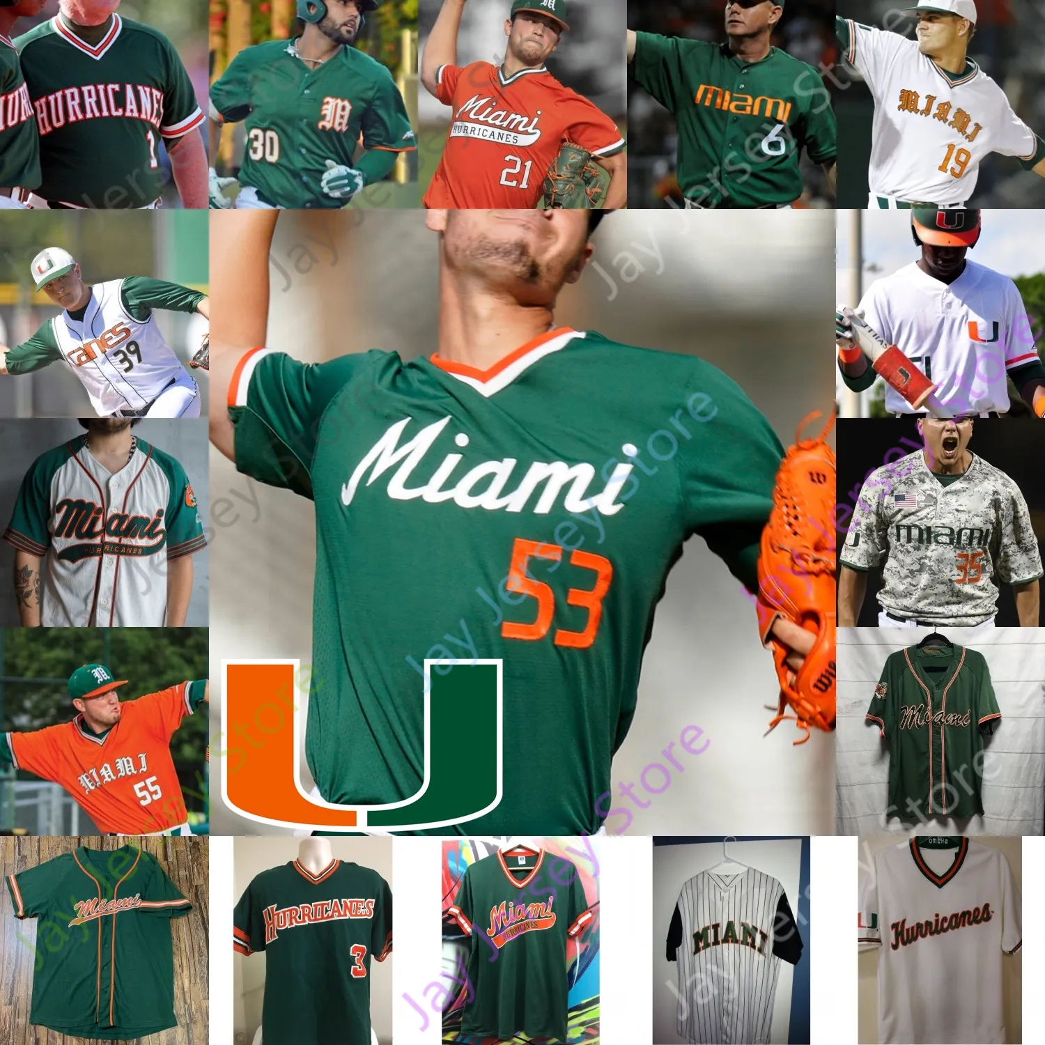 Miami Hurricanes Baseball Jersey NCAA College Ron Fraser Neal Heaton Mike Fiore LALA ANTHONY VILAR GATES Garcia Herrmann Weeks Jay Sanchez