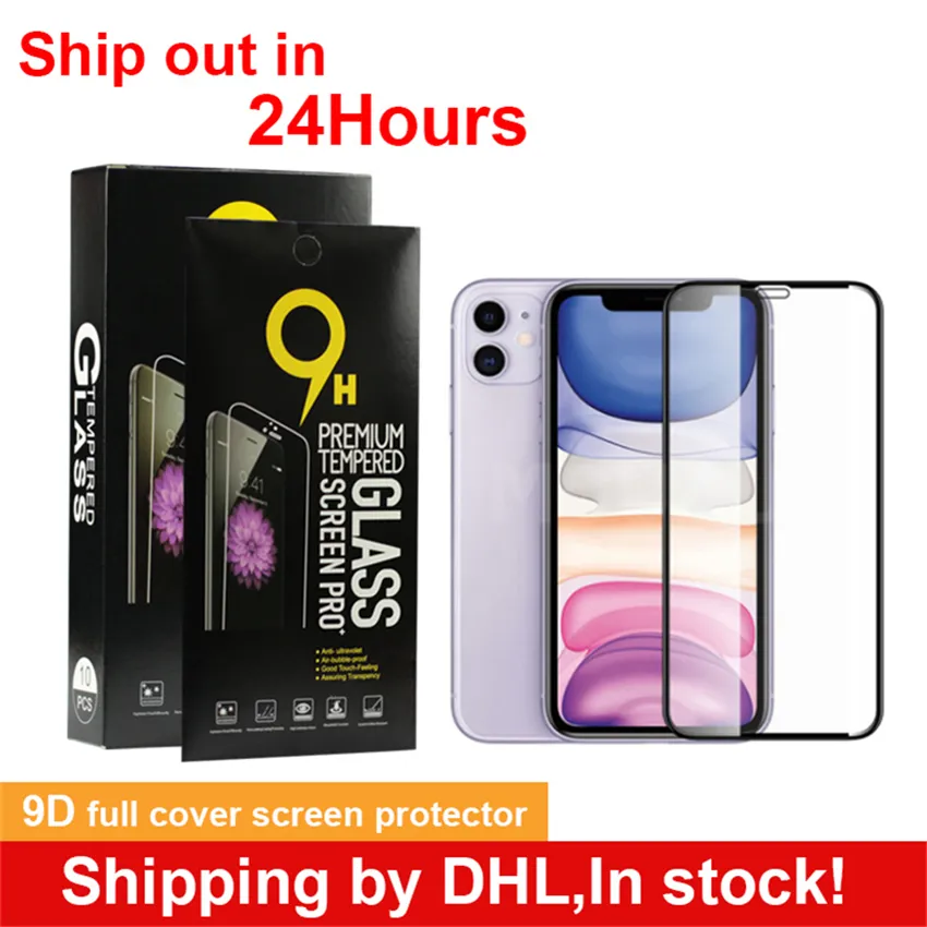 9d Full Cover Tempered Glass Screen Protectors för iPhone 12 Mini Pro Max XR XS 6 7 8 11 9H 0,3 mm med Retail Box US Warehouse