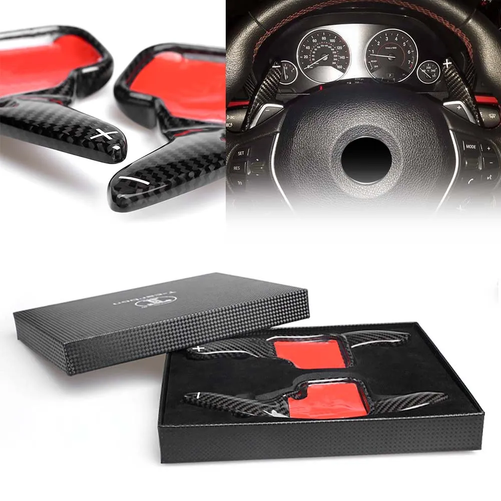 Extensão do volante de fibra de carbono real estilo do carro Paddle Shift para BMW F30 F31 F32 F10 F20 2 3 4 5 6 7 Series X1 X4 Z4255r