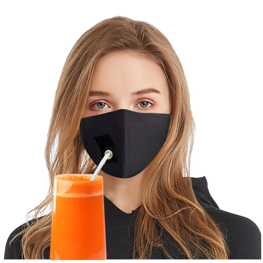 Máscara NOVO 1PCS lavável Protective Unisex potáveis ​​Máscaras fácil de beber Máscara protectora da Cobrindo grife máscaras de algodão face da tampa exterior Desporto