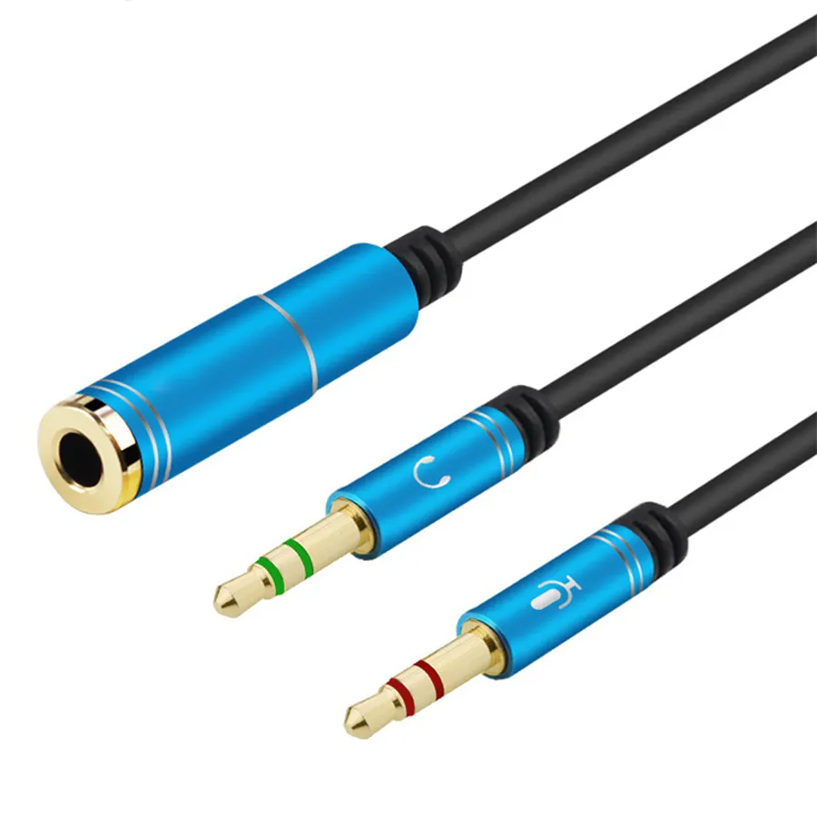 Câble de câble audio 3,5 mm Splitter microphone 3,5 mm 2 mâle à la Jack Jack AUX Adaptateur PC Cordon PC