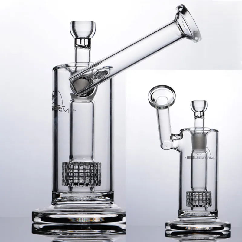 Tube bubbler bongs glas vatten bong sluttning böjd hals typ glas bong duschhuvud perc tjocka bongs