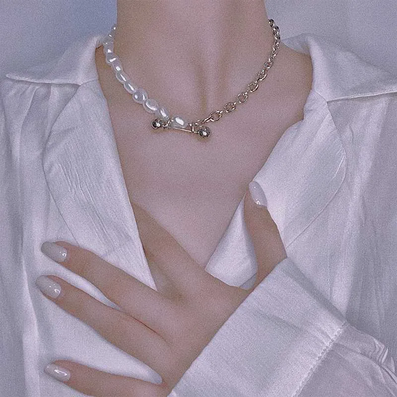 AOMU New Design Retro Special Shaped Pearl Cearl Cearl Chain Beaded Necklace for Women MenカップルMuti Bead Clavicleセクシーパーティークラブジュエリー