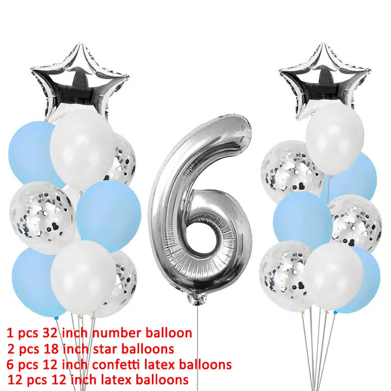 6 ballons bleu anniversaire 1 an