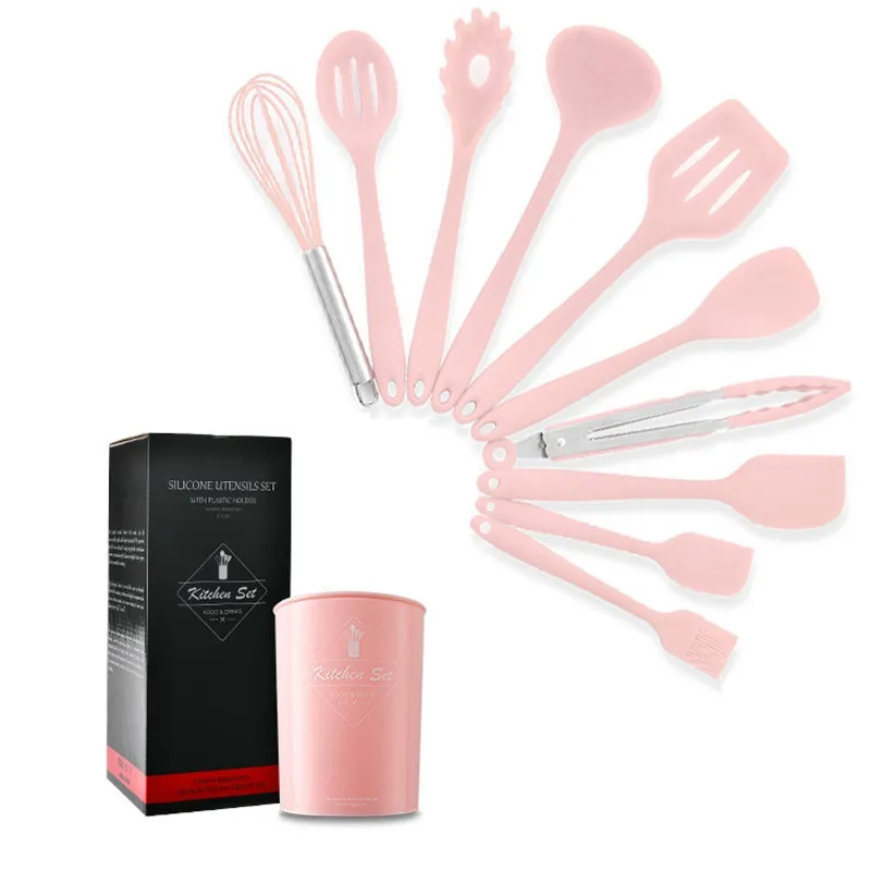 Ustensiles de cuisine en silicone Ensemble d'ustensiles de cuisine Cuisine résistante à la chaleur Ustensiles de cuisine antiadhésifs Outil de cuisson avec boîte de rangement Outils BH4113 TYJ