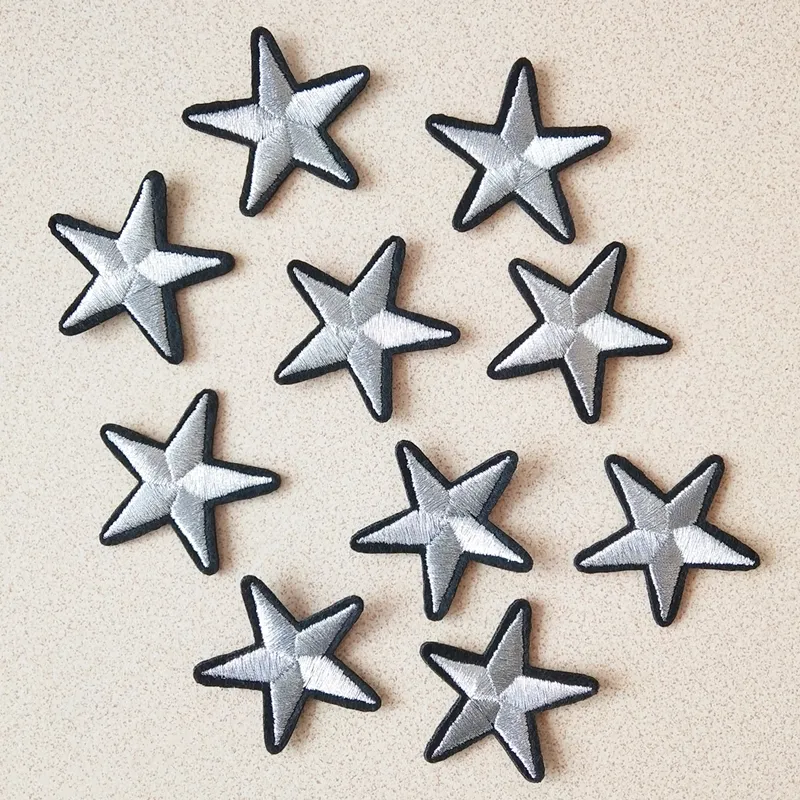 100 Silver Five Pointed Star Patches DIY Fabric Trim Appliques For Iron On  Clothing Badge Embroidery From Xiuping, $52.27