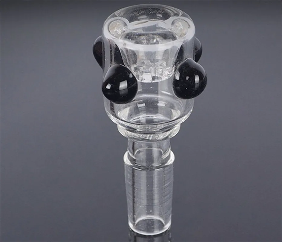 Ciotola trasparente da 14 mm manico nero piccolo con giunto maschio da 14 mm / 18 mm per bong in vetro Dab Rigs fumatori