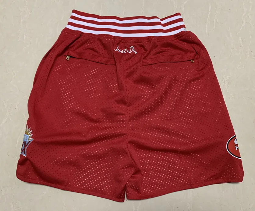 Nya Shorts Lagshorts Vintage fotbollsshorts Dragkedja löparkläder 49 Röd Färg Just Done Storlek S-XXL