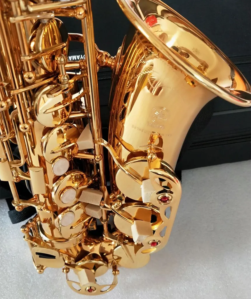 Professionelles Altsaxophon YAS-62 Gold Key Super Musikinstrument Hochwertiges elektrophoretisches Gold-Sax-Mundstück Geschenk