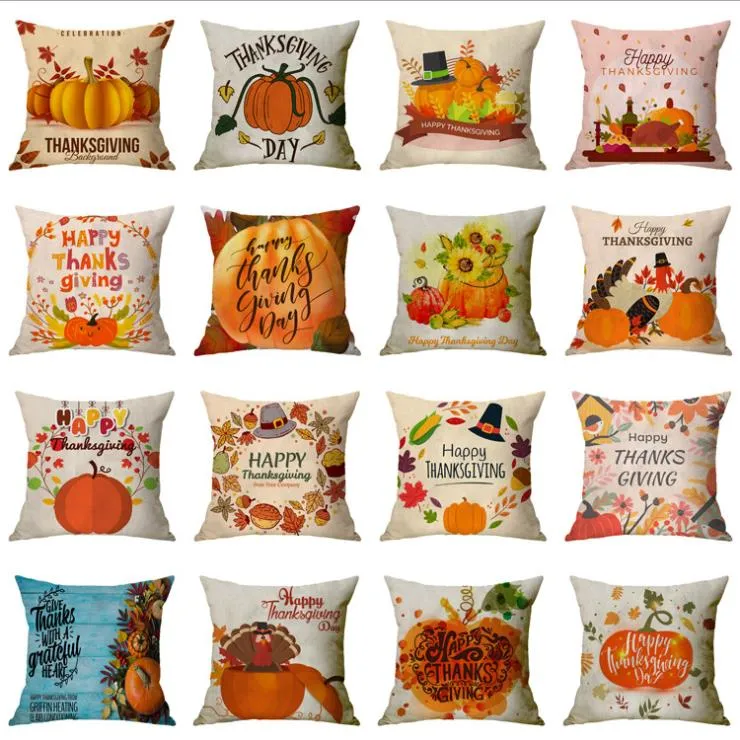 Poduszka Święto Dziękczynienia Obudowa Obudowa Pościel Rzuć Poduszki Pokrowce Kwadratowa Sofa Dekoracyjna Poduszka Poduszka Home Decor 27 Designs BT486