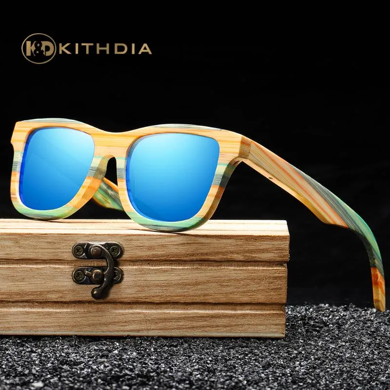 Kithdia Skateboard Holz Bambus Sonnenbrille polarisierte für Frauen-Männer Marken-Designer-Holz Sonnenbrillen UV-Schutz-Objektiv S3834