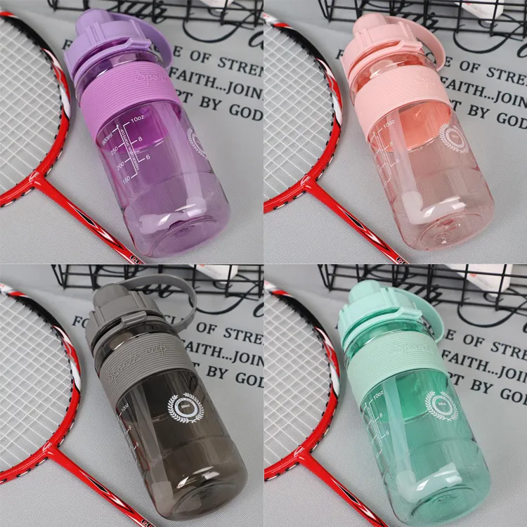 BPA Free Large Capacity Sport Water Bottle Outdoor Hiking Camping Portable Space Plastic Bottles With Straw