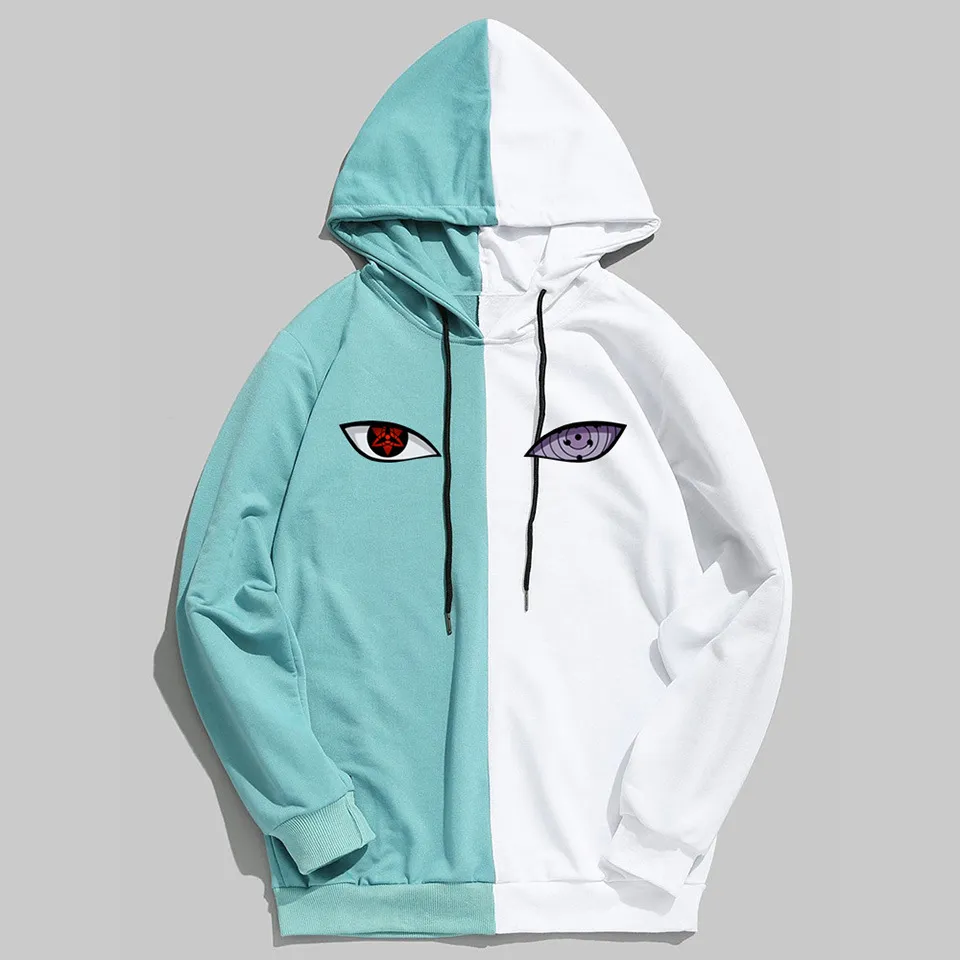 Ny sommar anime varumärke utskrift av sharingan dubbelfärg hoodies pullover sweatshirt hajuku hip hop streetwear kläder y0319
