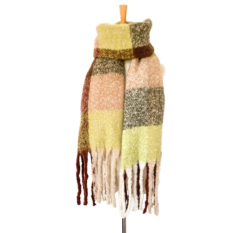 Autumn Winter Braid Tassel Wrap Scarves shawls contrast color scarves neckerchief for women Fashion accessories gift drop ship