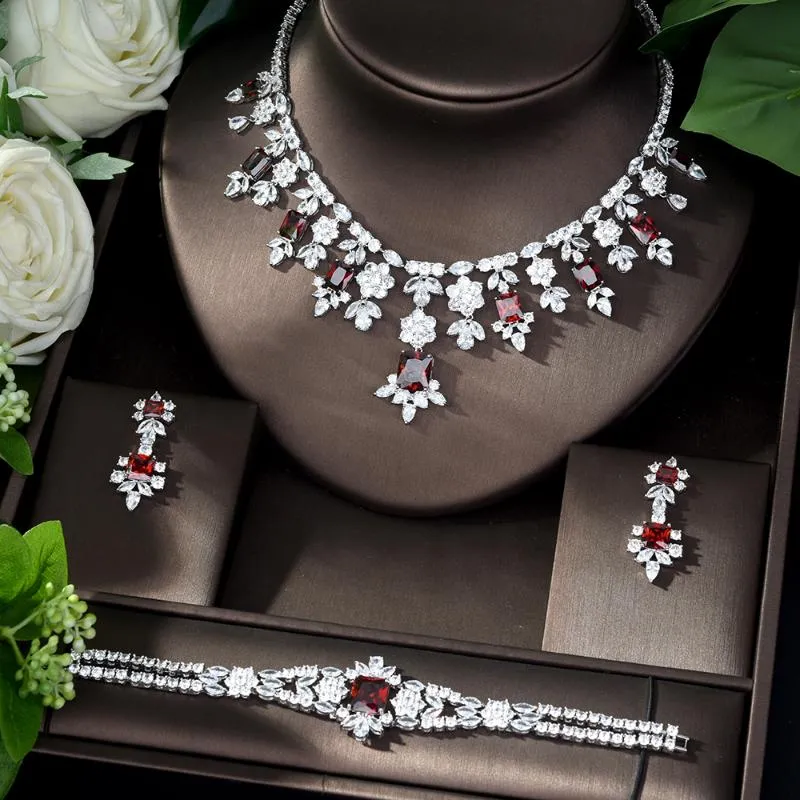 Luxury Shinning Flower Leaf Women Bridal Cubic Zirconia Necklace Dubai  Dress Jewelry Set | TeresaCollections | Reviews on Judge.me