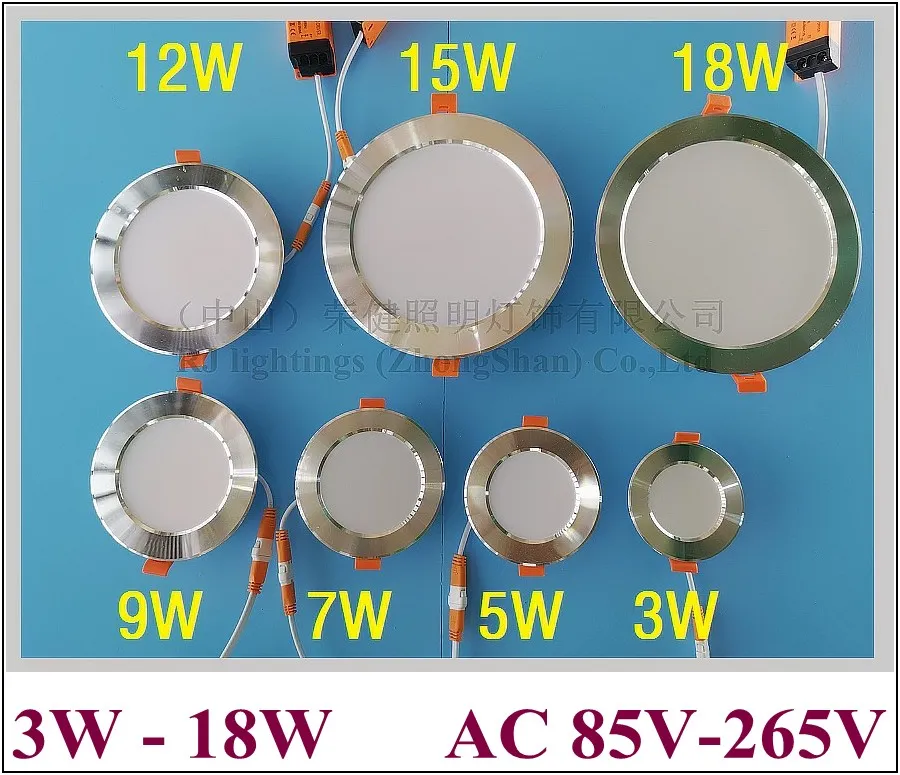 recessed LED ceiling light down lamp LED downlight 3W 5W 7W 9W 12W 15W 18W aluminum AC85V-265V SMD 5730 straw hat style