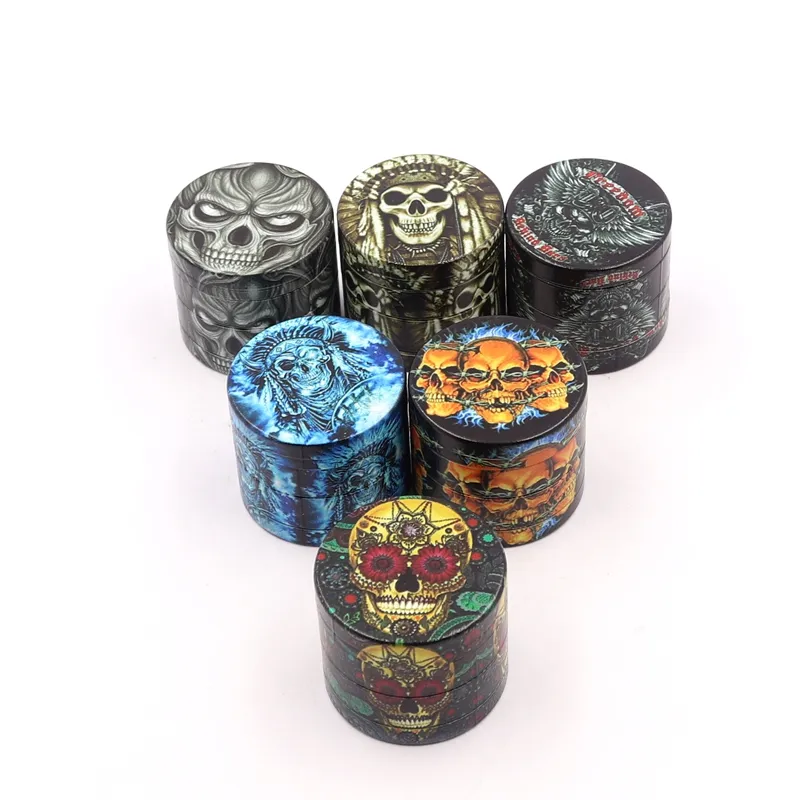 Cool 40mm Drukowanie 3D Skull Ducha Wzór Ziele Tobacco Grind Spice Miller Miller Crusher Szlifowanie posiekanej ręki Muller Papieros