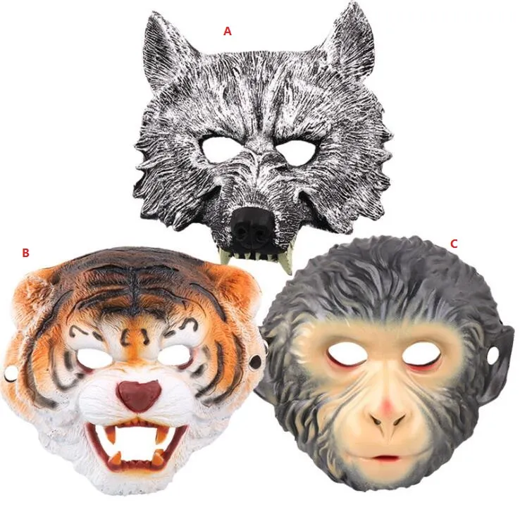 Halloween fête des animaux spectacle masque barre masque terreur masque en latex ensemble de gants de loup intégral pour enfants et adultes couvre-chef en latex pour animaux