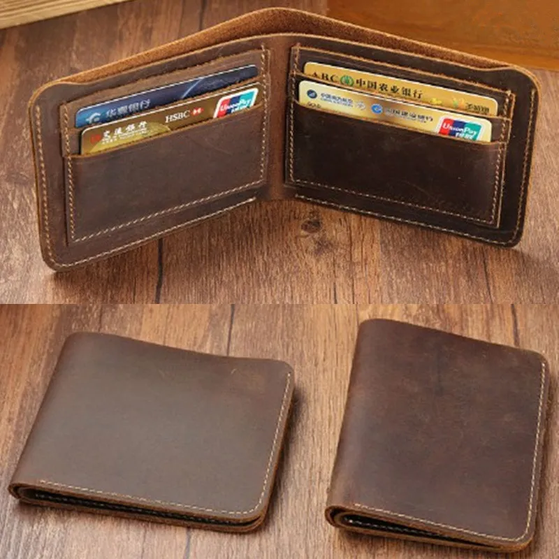 2021 Vintage Mannen Leer Luxe Portemonnee Solid Korte Slanke Portemonnees Geld Clip Product Business Male Purse