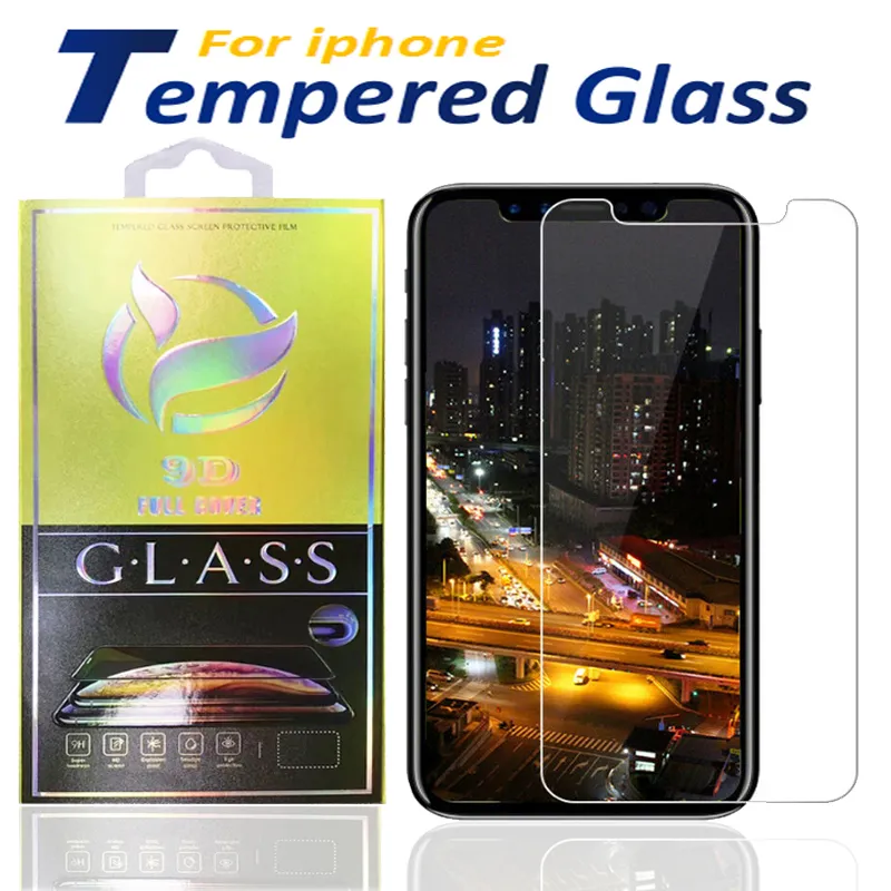 Displayschutzfolie für iPhone 12 11 Pro Xs Max X XR 7 8 aus gehärtetem Glas mit Papierbox