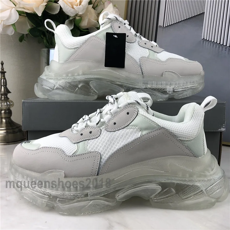 Scarpe casual con suola trasparente Paris Crystal Bottom Triple-S Leisure Dad Sneakers Platform Triple S Sneakers per uomo Donna Chaussures Trainer