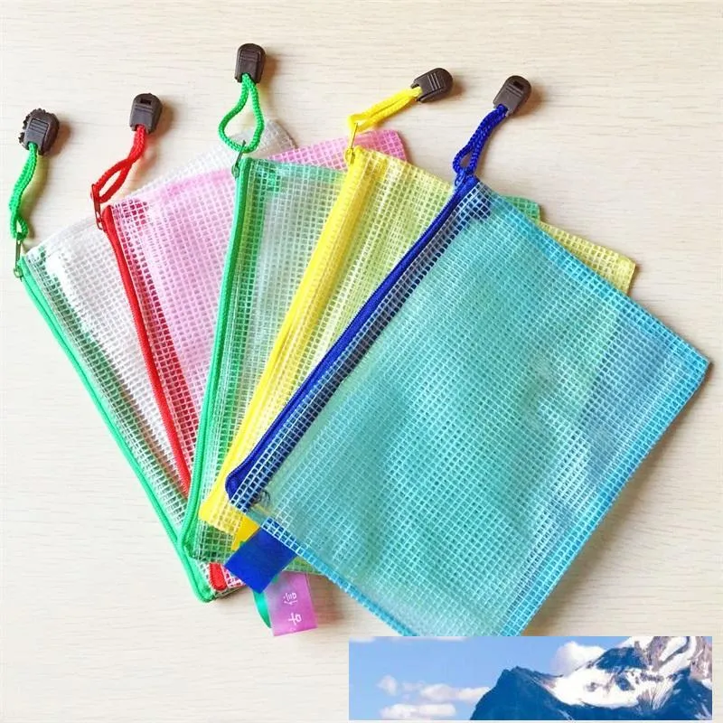 Grid Zipper Archival Bag Multi Color Folders Waterproof Plastic File Pocket Student Stationery Filing Supplies 1 55zt C R