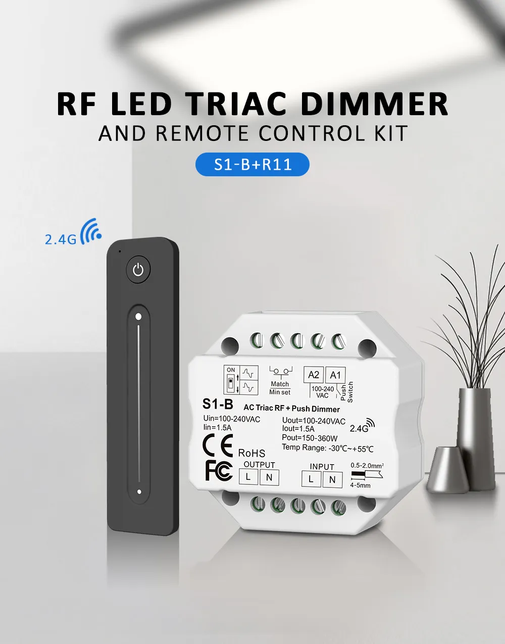 AC Triac Dimmer 220V 230V 110V LED Lamp Push PWM Dimmer Switch 2.4G  Wireless RF Touch Remote Control S1 B Dimer 220V From Jeromepeng, $3.98