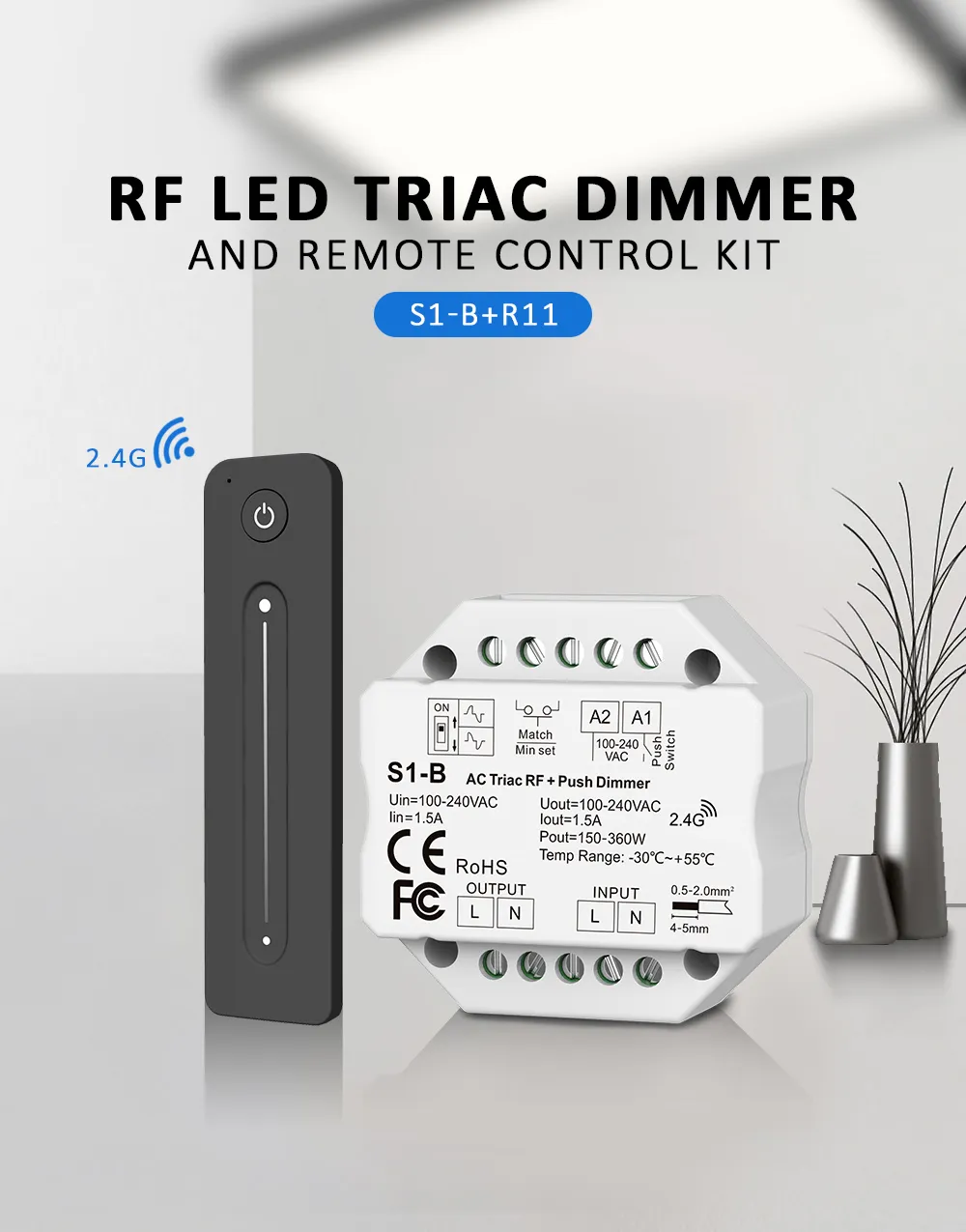 Variateur à bouton poussoir pour LED - TRIAC