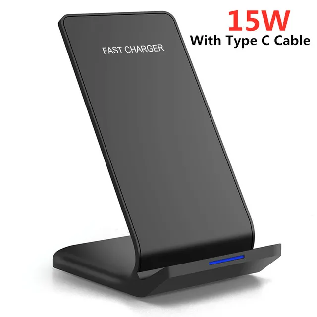 Supporto per caricabatterie wireless Qi da 15 W per Huawei P30 Samsung S20 S10 S9 Tipo C Dock station di ricarica rapida USB