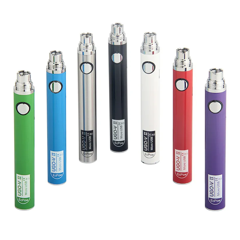 Oringinal Evod UGO V II V 2 650 mAh 900 mAh Ego 510 Batterie 8 Farben Micro USB Charge Passthrough E-Zigarette O Pen Vape Batterien