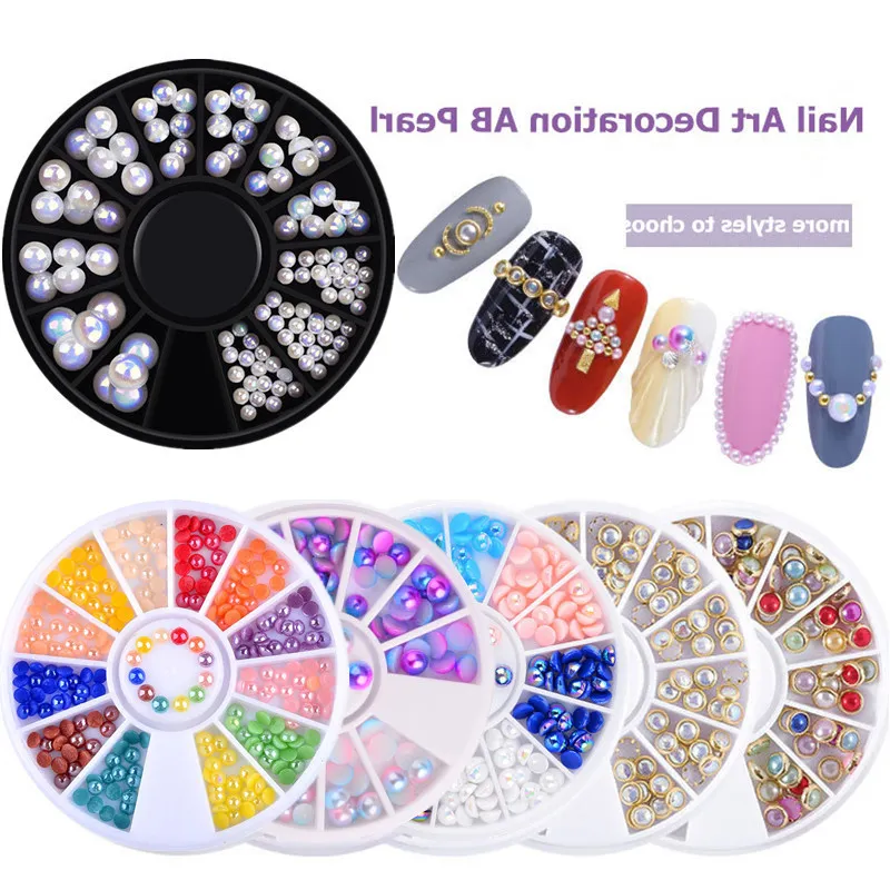 Nail Art Süslemeleri 3D AB Rhinestone Kristal Glitter Boncuk Inci Nail Art İpuçları Takı Dekorasyon DIY Manikür Aksesuarları Araçları