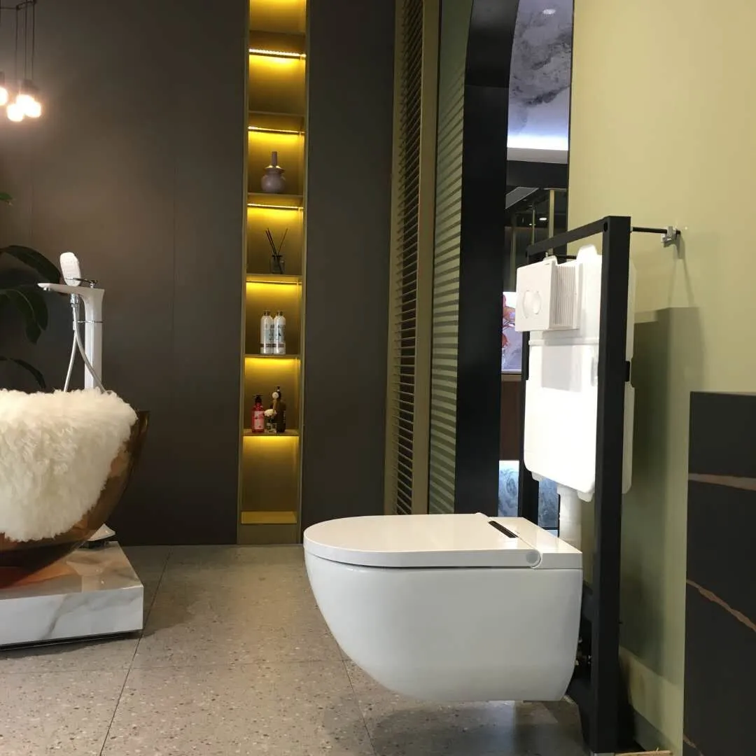 Hansbo wall hang toilet Seats with bidet mounted pan watermark certificate integral intelligence auto flush WC sanitary ware346I