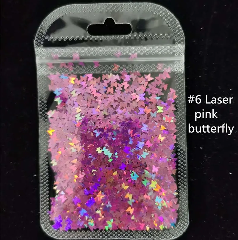 Nail Art Glitter Sequins Butterfly Maple Leaf Laser Star Flakes 3D Silver Gold Sequins Polish Manicure Nail Art Decorations Accessories