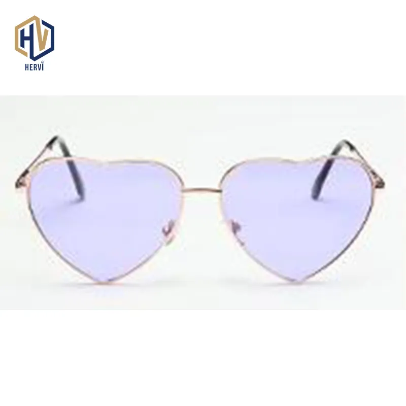 Sunglasses 2021 Vintage Heart Women Metal Frame Sun Glasses Monochrome Bicolor Color Film Lens Eyewear