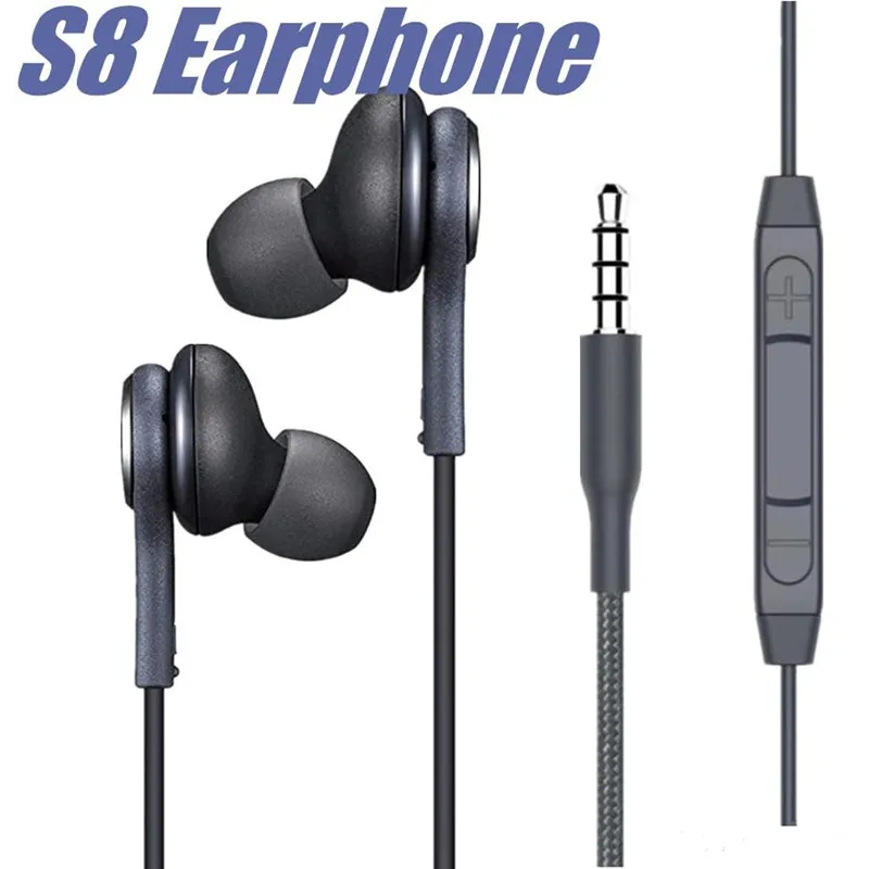 3,5mm Jack S8 Headset Genuíno Preto In-Ear Headphones Fones de ouvido Handsfree para Samsung Galaxy S8 Plus